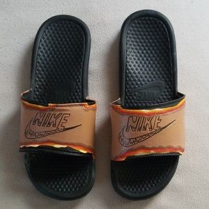 Custom "Molten Lava" Nike Benassi Slides